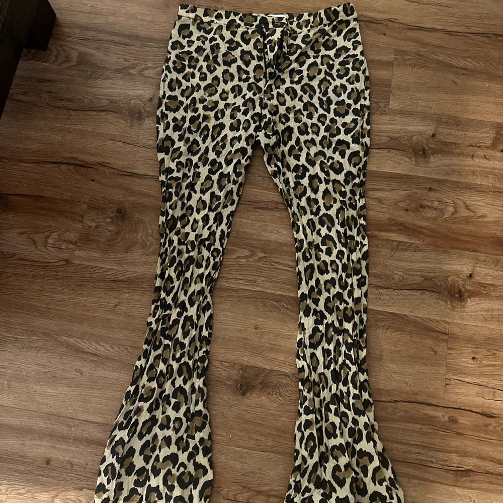 Zara Leopard Print Flared Pants